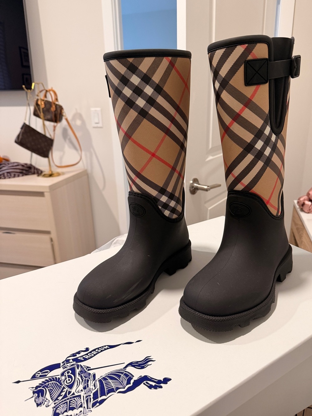 Womens Burberry Rainboots Tall Size 37